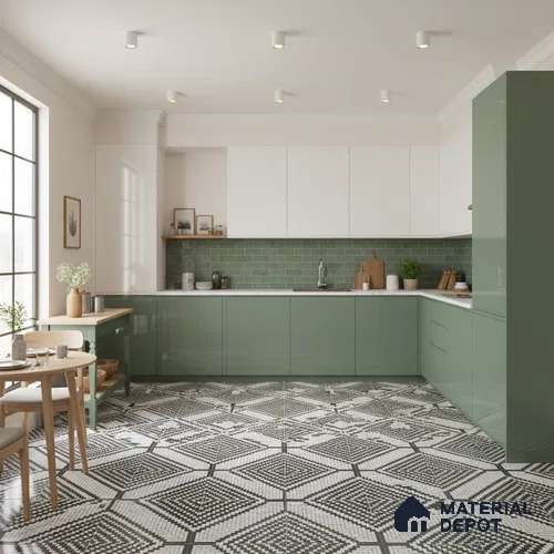 Moroccan Floor & Wall Tile TL 06814 Lustra Monochrome Precision Noir 2 ft x 2 ft Vitrified Carving Matte Finish - 9 mm | Suitable For Kitchen, Bathroom, Dining Area | Please Expect a Slight Variation of Pattern