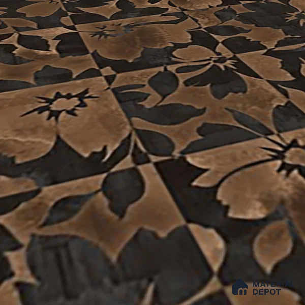 Moroccan Floor & Wall Tile TL 06815 Lustra Earthen Streak 2 ft x 2 ft Vitrified Carving Matte Finish - 9 mm | 4 Random Design | Suitable For Foyer, Accent/Feature Wall, Balcony | Please Expect a Slight Variation of Pattern