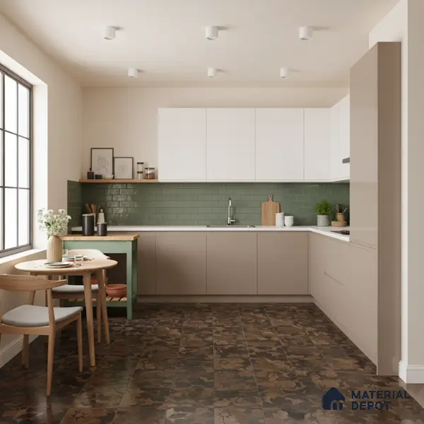 Brown Moroccan Floor & Wall Tile TL 06815 Lustra Earthen Streak 2 ft x 2 ft Vitrified Carving Matte Finish - 9 mm | 4 Random Design | Suitable for Kitchen, Bathroom, Dining Area | Please Expect a Slight Variation of Pattern