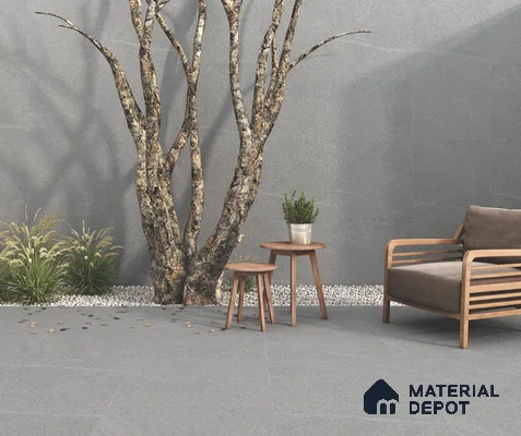 Stone Floor Tile TL 06817 D Parker Gris 2 ft x 2 ft Matte Finish Vitrified Tile - 9 mm | 6 Random Design  | Suitable For Bathroom, Terrace & Balcony
