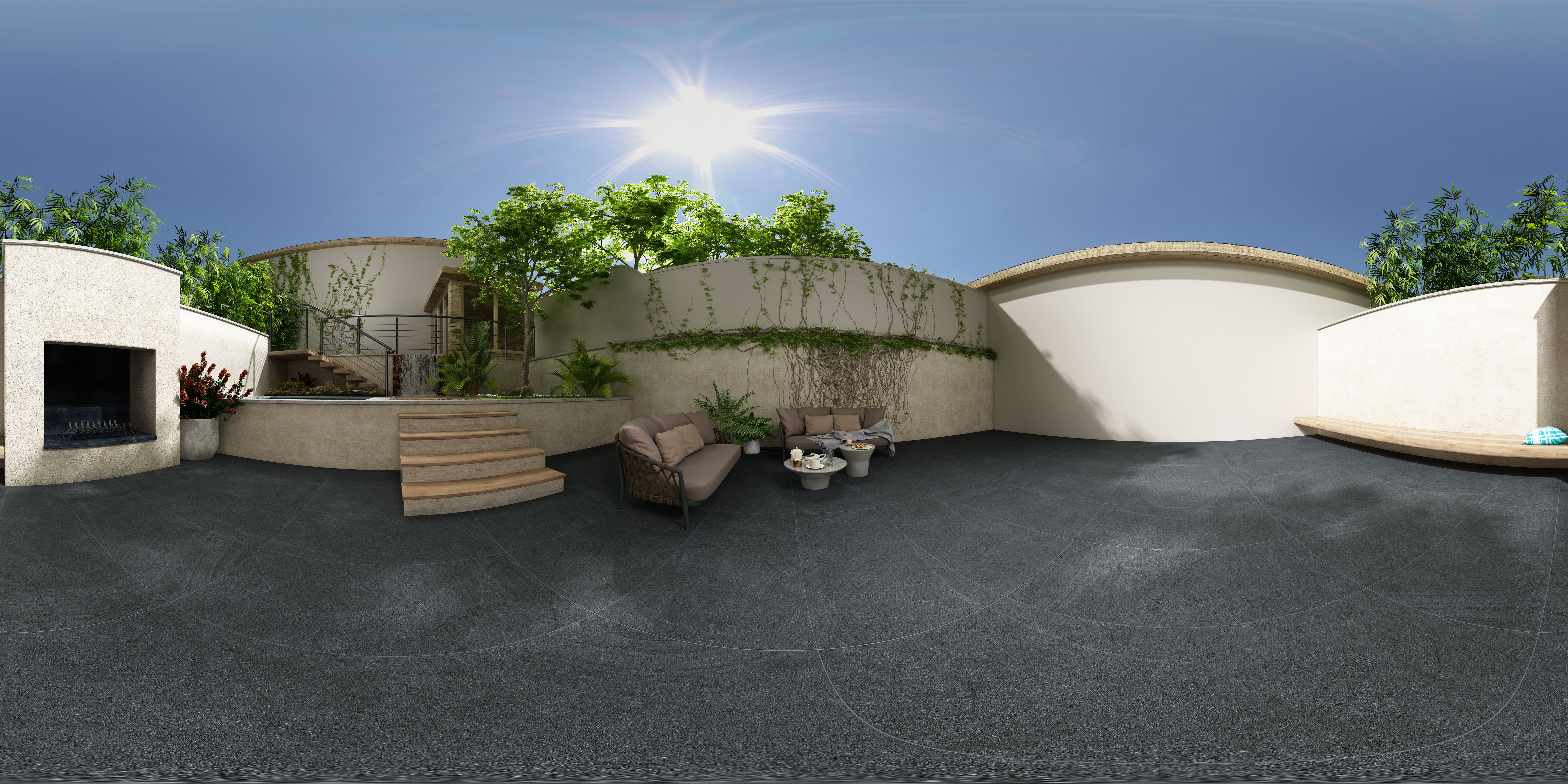 Stone Floor Tile TL 06817 E Parker Nero 2 ft x 2 ft Matte Finish Vitrified Tile - 9 mm | 6 Random Design | Suitable For Bathroom, Terrace & Balcony
