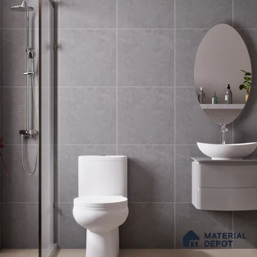 Cement Wall & Floor Tile TL 06818 B Gravier Swift Grey 2 ft x 2 ft Vitrified Carving Matte Finish - 9 mm | 6 Random Design | Suitable for Living Room, Bedroom, Bathroom
