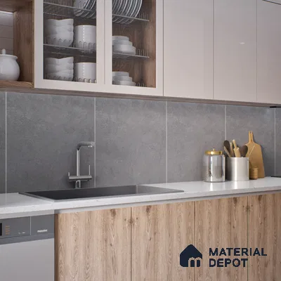 Cement Wall & Floor Tile TL 06818 B Gravier Swift Grey 2 ft x 2 ft Vitrified Carving Matte Finish - 9 mm | 6 Random Design | Suitable for Living Room, Bedroom, Bathroom