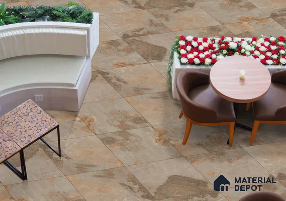 Stone Floor Tile TL 06821 Rust Brown 2 ft x 2 ft Matte Finish Anti Skid Vitrified Tile - 12 mm | 5 Random Design | Suitable for Balcony, Terrace & Coutyard