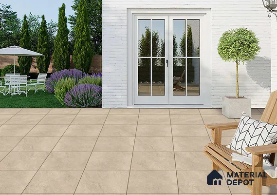 Stone Floor Tile TL 06824 Rust Beige 2 ft x 2 ft Matte Finish Anti Skid Vitrified Tile - 12 mm | 4 Random Design | Suitable for Balcony, Terrace & Coutyard