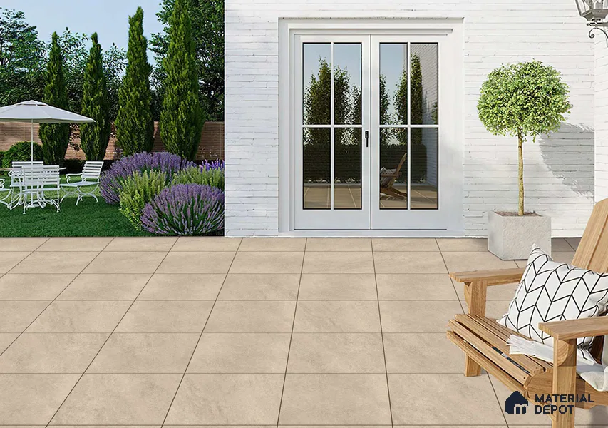 Stone Floor Tile TL 06824 Rust Beige 2 ft x 2 ft Matte Finish Anti Skid Vitrified Tile - 12 mm | 4 Random Design | Suitable for Balcony, Terrace & Coutyard