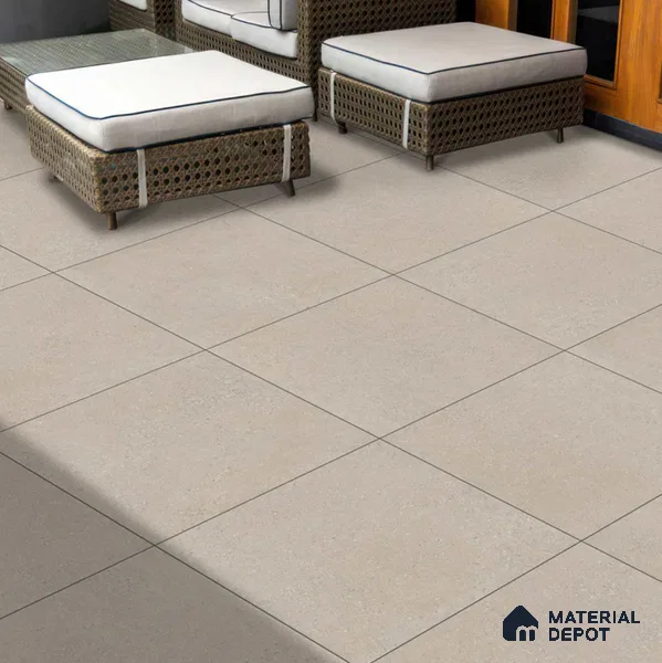 Stone Floor Tile TL 06825 Rust Grey 2 ft x 2 ft Matte Finish Anti Skid Vitrified Tile - 12 mm | 7 Random Design | Suitable for Balcony, Terrace & Coutyard