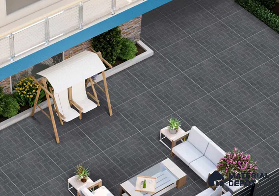 Grey Stone Floor Tile TL 06826 Lustra Stormline Grey 2 ft x 2 ft Vitrified Carving Matte Finish - 12 mm | Suitable for Living Room, Bedroom, Bathroom