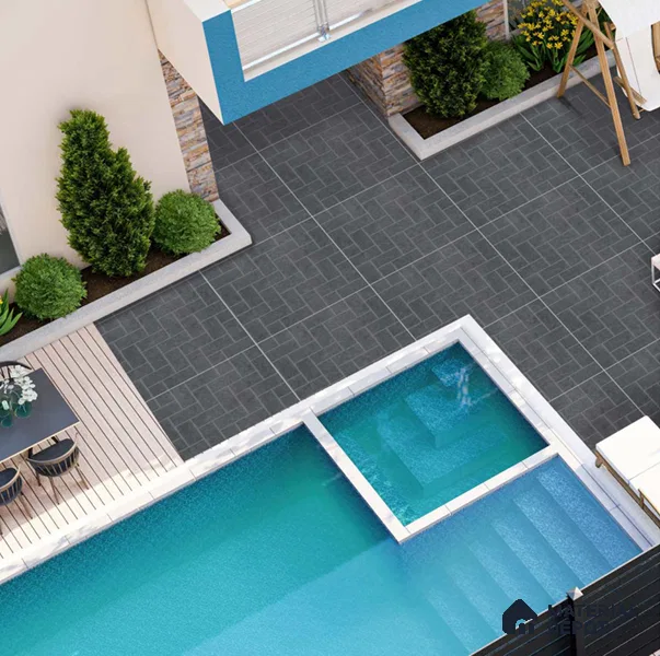 Grey Stone Floor Tile TL 06826 Lustra Stormline Grey 2 ft x 2 ft Vitrified Carving Matte Finish - 12 mm | Suitable for Living Room, Bedroom, Bathroom