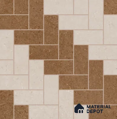 Multi Colour Stone Floor Tile TL 06827 Lustra Riverbed Beige 2 ft x 2 ft Vitrified Carving Matte Finish - 12 mm | Suitable for Living Room, Bedroom, Bathroom