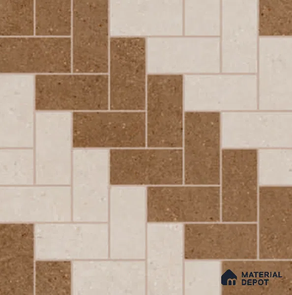 Multi Colour Stone Floor Tile TL 06827 Lustra Riverbed Beige 2 ft x 2 ft Vitrified Carving Matte Finish - 12 mm | Suitable for Living Room, Bedroom, Bathroom