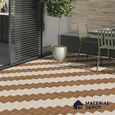 Multi Colour Stone Floor Tile TL 06827 Lustra Riverbed Beige 2 ft x 2 ft Vitrified Carving Matte Finish - 12 mm | Suitable for Living Room, Bedroom, Bathroom