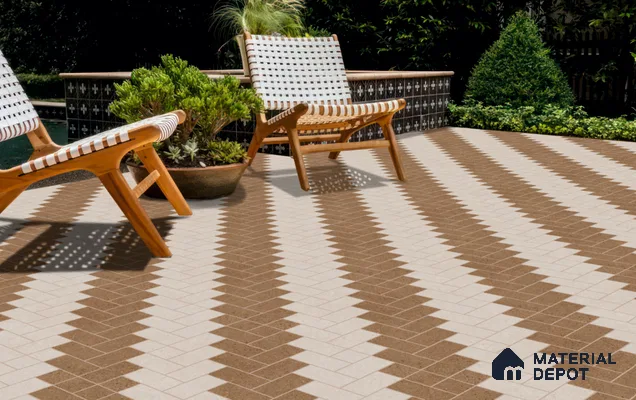 Multi Colour Stone Floor Tile TL 06827 Lustra Riverbed Beige 2 ft x 2 ft Vitrified Carving Matte Finish - 12 mm | Suitable for Living Room, Bedroom, Bathroom