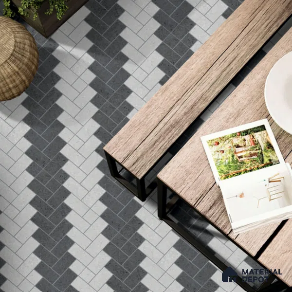 Grey Stone Floor Tile TL 06828 Lustra Concrete Bloom 2 ft x 2 ft Vitrified Carving Matte Finish - 12 mm | Suitable for Living Room, Bedroom, Bathroom