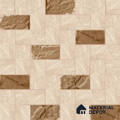 Brown Stone Floor Tile TL 06829 Lustra Arctic Fog 2 ft x 2 ft Vitrified Carving Matte Finish - 12 mm | Suitable for Living Room, Bedroom, Bathroom
