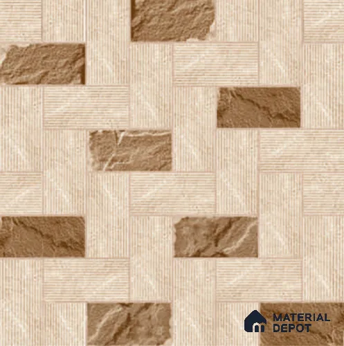 Brown Stone Floor Tile TL 06829 Lustra Arctic Fog 2 ft x 2 ft Vitrified Carving Matte Finish - 12 mm | Suitable for Living Room, Bedroom, Bathroom
