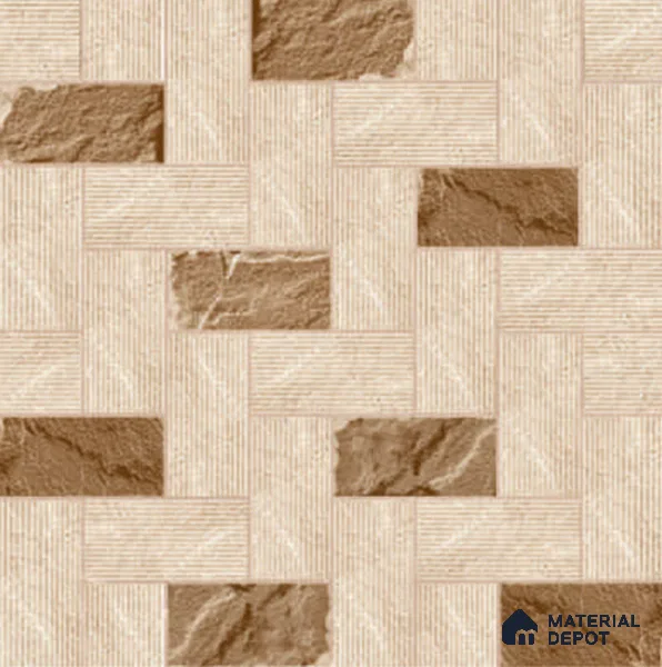 Brown Stone Floor Tile TL 06829 Lustra Arctic Fog 2 ft x 2 ft Vitrified Carving Matte Finish - 12 mm | Suitable for Living Room, Bedroom, Bathroom