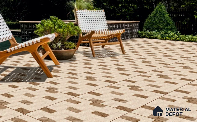 Brown Stone Floor Tile TL 06829 Lustra Arctic Fog 2 ft x 2 ft Vitrified Carving Matte Finish - 12 mm | Suitable for Living Room, Bedroom, Bathroom