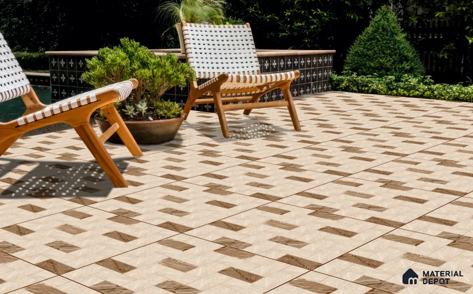Brown Stone Floor Tile TL 06829 Lustra Arctic Fog 2 ft x 2 ft Vitrified Carving Matte Finish - 12 mm | Suitable for Living Room, Bedroom, Bathroom