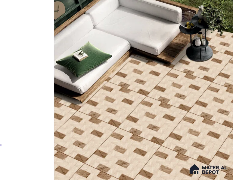 Brown Stone Floor Tile TL 06829 Lustra Arctic Fog 2 ft x 2 ft Vitrified Carving Matte Finish - 12 mm | Suitable for Living Room, Bedroom, Bathroom