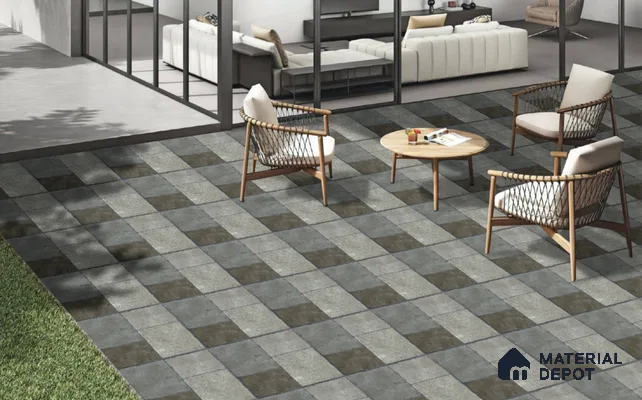 Stone Floor Tile TL 06831 Grey Rust 2 ft x 2 ft Matte Finish Anti Skid Vitrified Tile - 12 mm | Suitable for Balcony, Terrace & Coutyard