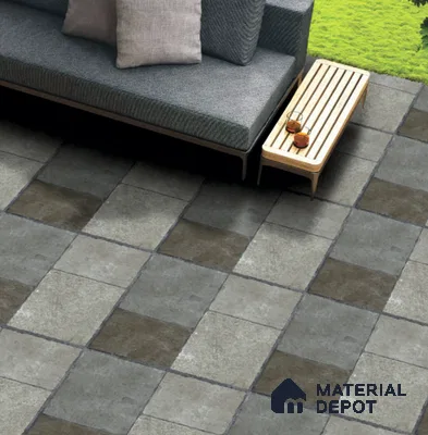 Stone Floor Tile TL 06831 Grey Rust 2 ft x 2 ft Matte Finish Anti Skid Vitrified Tile - 12 mm | Suitable for Balcony, Terrace & Coutyard