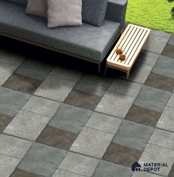 Stone Floor Tile TL 06831 Grey Rust 2 ft x 2 ft Matte Finish Anti Skid Vitrified Tile - 12 mm | Suitable for Balcony, Terrace & Coutyard