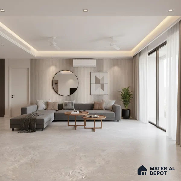 Marble Floor & Wall Tile TL 06837 Lustra Nordic Snowveil 6 ft x 4 ft Carving Matte Finish Vitrified Large Format Tile - 9 mm | Suitable for Living Room, Bedroom, Bathroom | Adhesive and Spacers Must be Used During Installation