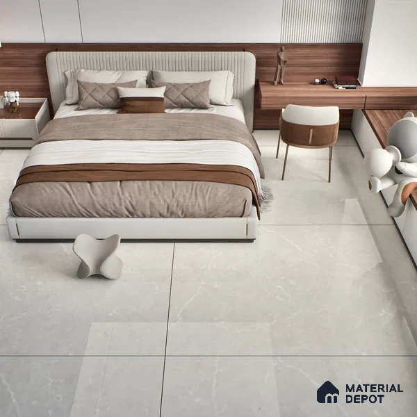 Marble Floor & Wall Tile TL 06840 Lustra Iberian Silver 6 ft x 4 ft Carving High Gloss Finish Vitrified Large Format Tile - 9 mm | Suitable for Living Room, Bedroom, Bathroom | Adhesive and Spacers Must be Used During Installation
