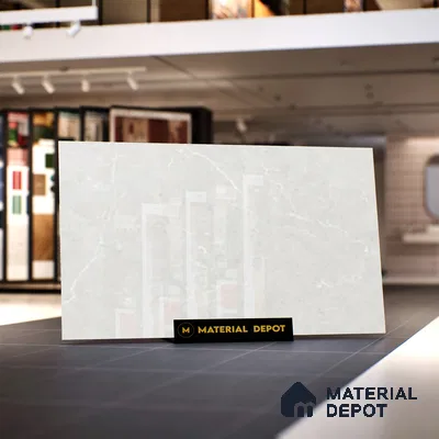 Marble Floor & Wall Tile TL 06840 Lustra Iberian Silver 6 ft x 4 ft Carving High Gloss Finish Vitrified Large Format Tile - 9 mm | Suitable for Living Room, Bedroom, Bathroom | Adhesive and Spacers Must be Used During Installation