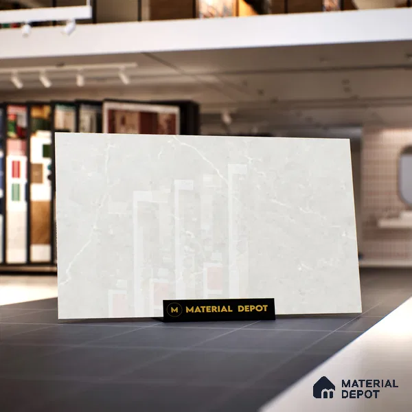 Marble Floor & Wall Tile TL 06840 Lustra Iberian Silver 6 ft x 4 ft Carving High Gloss Finish Vitrified Large Format Tile - 9 mm | Suitable for Living Room, Bedroom, Bathroom | Adhesive and Spacers Must be Used During Installation