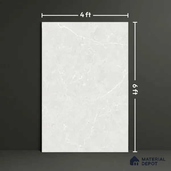 Marble Floor & Wall Tile TL 06840 Lustra Iberian Silver 6 ft x 4 ft Carving High Gloss Finish Vitrified Large Format Tile - 9 mm | Suitable for Living Room, Bedroom, Bathroom | Adhesive and Spacers Must be Used During Installation