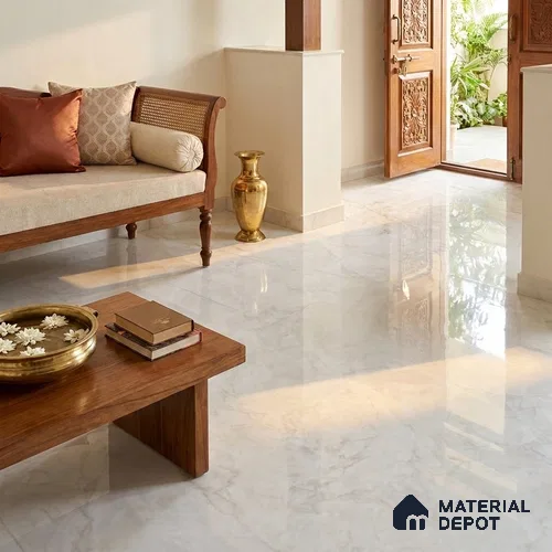 Marble Floor Tile TL 06845 B Lustra Riverstone Drift 6 ft x 4 ft Carving High Gloss Finish Vitrified Large Format Tile - 15 mm | Suitable for Living Room, Bedroom, Bathroom | Adhesive and Spacers Must be Used During Installation