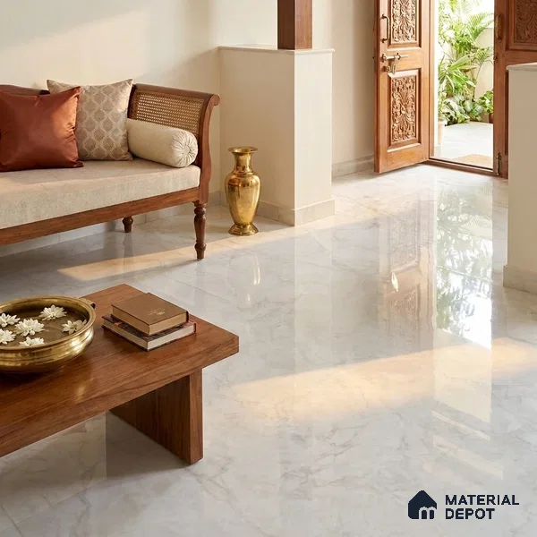 Marble Floor Tile TL 06845 B Lustra Riverstone Drift 6 ft x 4 ft Carving High Gloss Finish Vitrified Large Format Tile - 15 mm | Suitable for Living Room, Bedroom, Bathroom | Adhesive and Spacers Must be Used During Installation