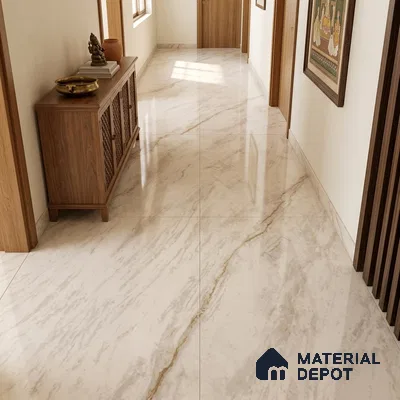 Marble Floor Tile TL 06848 B Lustra Florentine Luxe 6 ft x 4 ft Carving High Gloss Finish Vitrified Large Format Tile - 15 mm | Suitable for Living Room, Bedroom, Bathroom | Adhesive and Spacers Must be Used During Installation
