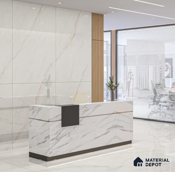 Marble Floor & Wall Tile TL 06848 Lustra Florentine Luxe 6 ft x 4 ft Carving High Gloss Finish Vitrified Large Format Tile - 9 mm | Suitable for Living Room, Bedroom, Bathroom | Adhesive and Spacers Must be Used During Installation