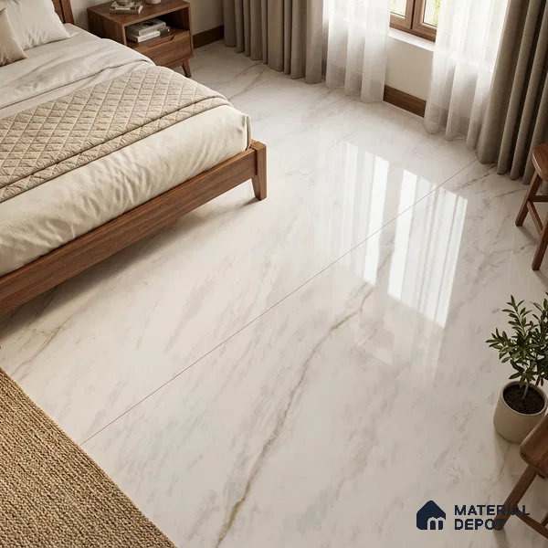 Marble Floor & Wall Tile TL 06848 Lustra Florentine Luxe 6 ft x 4 ft Carving High Gloss Finish Vitrified Large Format Tile - 9 mm | Suitable for Living Room, Bedroom, Bathroom | Adhesive and Spacers Must be Used During Installation