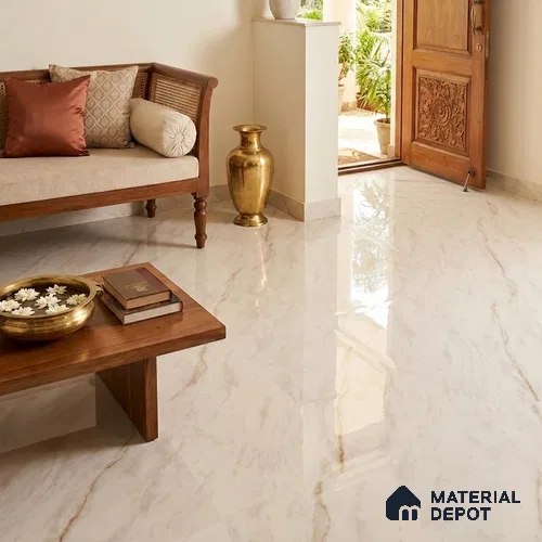 Marble Floor & Wall Tile TL 06848 Lustra Florentine Luxe 6 ft x 4 ft Carving High Gloss Finish Vitrified Large Format Tile - 9 mm | Suitable for Living Room, Bedroom, Bathroom | Adhesive and Spacers Must be Used During Installation
