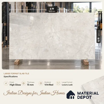 Marble Floor Tile TL 06850 B Lustra Sahara Veil 6 ft x 4 ft Carving High Gloss Finish Vitrified Large Format Tile - 15 mm | Suitable for Living Room, Bedroom, Bathroom | Adhesive and Spacers Must be Used During Installation