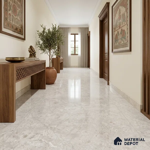 Marble Floor Tile TL 06850 B Lustra Sahara Veil 6 ft x 4 ft Carving High Gloss Finish Vitrified Large Format Tile - 15 mm | Suitable for Living Room, Bedroom, Bathroom | Adhesive and Spacers Must be Used During Installation