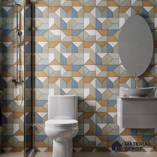 Moroccan Floor & Wall Tile TL 06851 Lustra Modern Sandline 2 ft x 2 ft Vitrified Carving Matte Finish - 9 mm | Suitable For Kitchen, Balcony, Dining Area | Please Expect a Slight Variation of Pattern