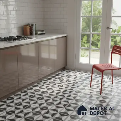 Black Moroccan Floor & Wall Tile TL 06852 Lustra Monocrome Noir & Light 2 ft x 2 ft Vitrified Carving Matte Finish - 9 mm | Suitable for Kitchen, Bathroom, Dining Area | Please Expect a Slight Variation of Pattern