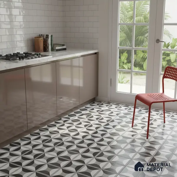 Black Moroccan Floor & Wall Tile TL 06852 Lustra Monocrome Noir & Light 2 ft x 2 ft Vitrified Carving Matte Finish - 9 mm | Suitable for Kitchen, Bathroom, Dining Area | Please Expect a Slight Variation of Pattern