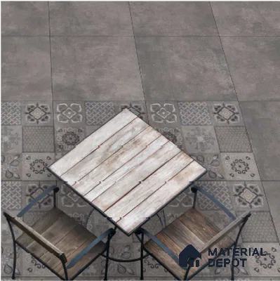 Grey Stone Floor Tile TL 06859 B Lustra Duskwood Ash 2 ft x 2 ft Vitrified Carving Matte Finish - 12 mm | 8 Random Design | Suitable for Living Room, Bedroom, Bathroom