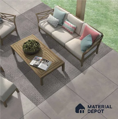 Grey Stone Floor Tile TL 06859 Lustra Alpine Sand 2 ft x 2 ft Vitrified Carving Matte Finish - 12 mm | 8 Random Design | Suitable for Living Room, Bedroom, Bathroom