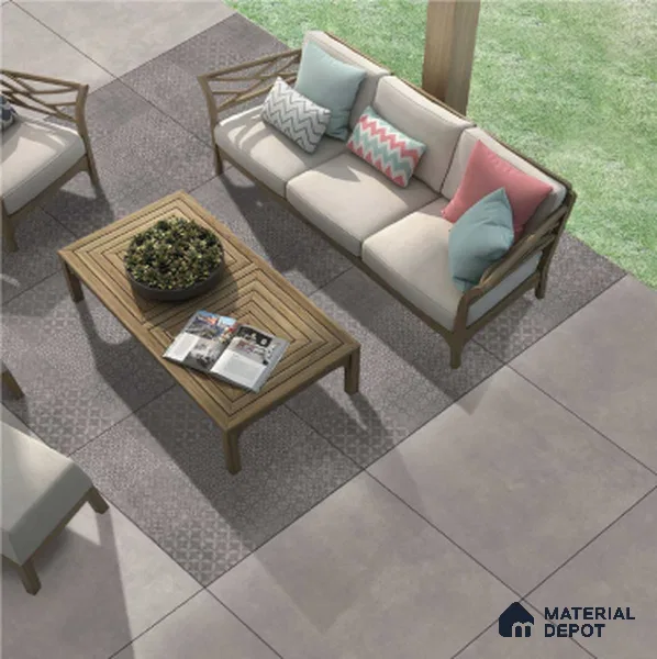 Grey Stone Floor Tile TL 06859 Lustra Alpine Sand 2 ft x 2 ft Vitrified Carving Matte Finish - 12 mm | 8 Random Design | Suitable for Living Room, Bedroom, Bathroom