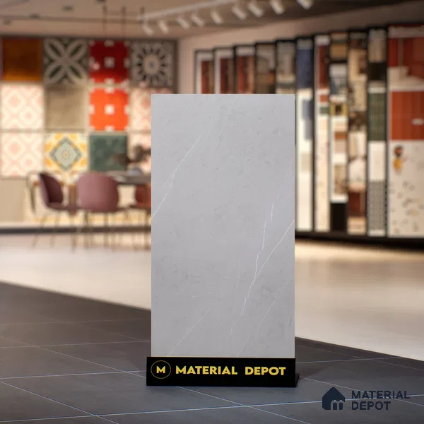 Marble Tundra Grey Wall & Floor Tile TL 06869 Light Grey 4 ft x 2 ft Matte Finish Vitrified Tile - 9 mm | 6 Random Designs | Suitable For Living Room, Bedroom, Kitchen