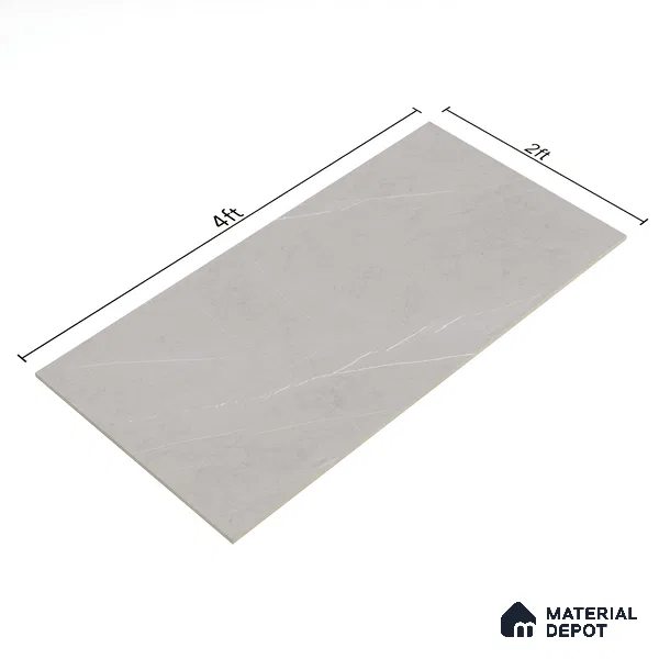 Marble Tundra Grey Wall & Floor Tile TL 06869 Light Grey 4 ft x 2 ft Matte Finish Vitrified Tile - 9 mm | 6 Random Designs | Suitable For Living Room, Bedroom, Kitchen