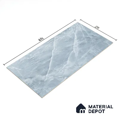 Marble Onyx Wall & Floor Tile TL 06873 Ice Blue 4 ft x 2 ft Matte Finish Vitrified Tile - 9 mm | 6 Random Designs | Suitable For Living Room, Bedroom, Kitchen