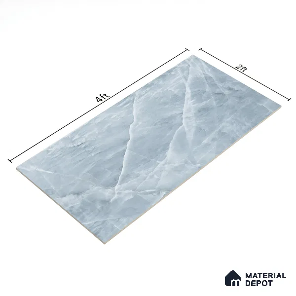 Marble Onyx Wall & Floor Tile TL 06873 Ice Blue 4 ft x 2 ft Matte Finish Vitrified Tile - 9 mm | 6 Random Designs | Suitable For Living Room, Bedroom, Kitchen